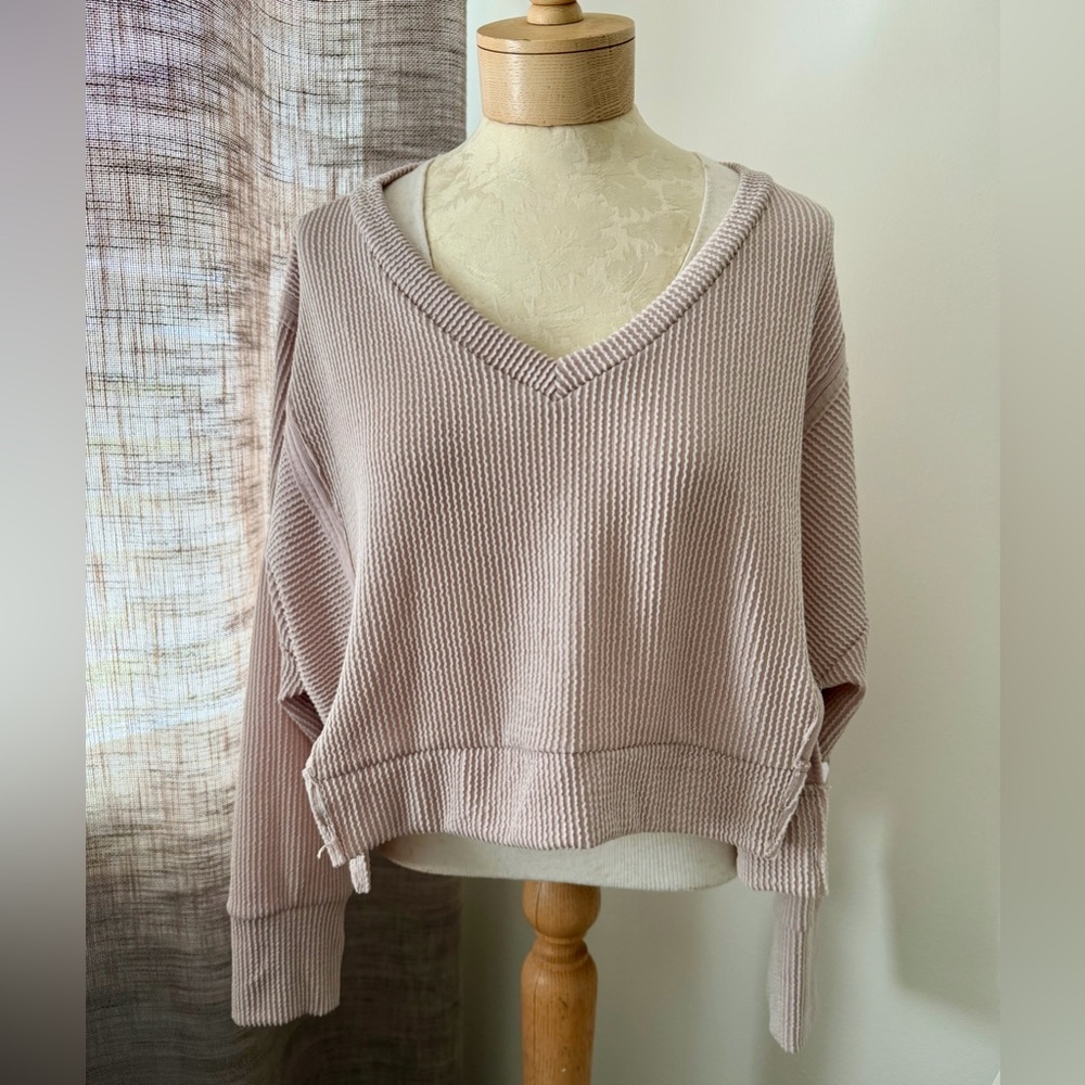 Altar’d State Taupe LongSleeve Crop Top M